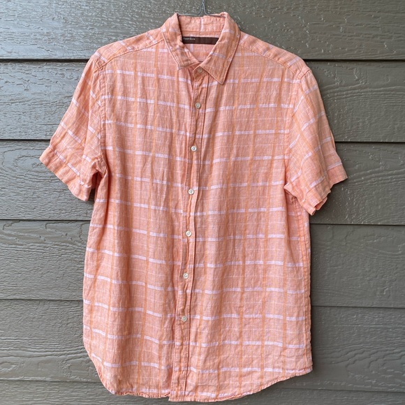 PERRY ELLIIS All-over Print Short Sleeve Silk Shirt Men's L /eaa454709